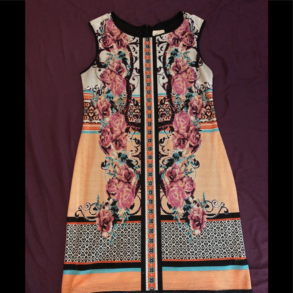 GUC Beige by ECI Floral Pattern Mini Dress size 12